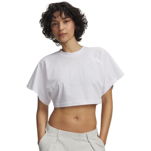  UNDER ARMOUR Damski crop top Under Armour Cropped Script SS Tee  biały Biały