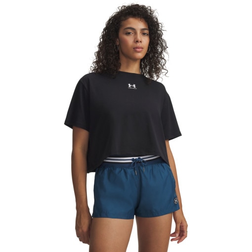  UNDER ARMOUR Damski tshirt z nadrukiem Under Armour UA Rival Boxy Tee Solid  czarny Czarny