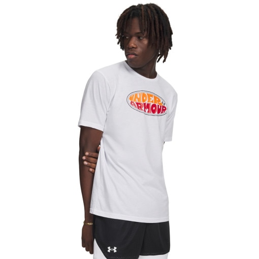  UNDER ARMOUR Męski tshirt z nadrukiem Under Armour UA M OVAL WM SS  biały Biały
