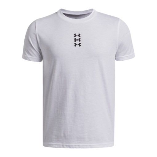  UNDER ARMOUR Chłopięca koszulka sportowa Under Armour UA B HOOPS Triple Logo SS  biała Biały