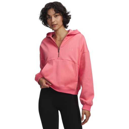  UNDER ARMOUR Damska bluza nierozpinana z kapturem Under Armour UA Icon Fleece HZ Hoodie  różowa Różowy