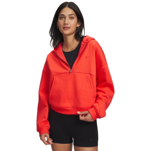  UNDER ARMOUR Damska bluza nierozpinana z kapturem Under Armour UA Icon Fleece HZ Hoodie  czerwona Czerwony