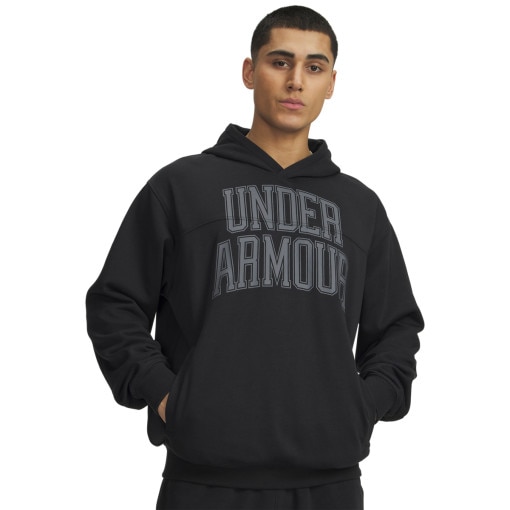  UNDER ARMOUR Męska bluza nierozpinana z kapturem Under Armour UA Rival LW Graphic Hoodie  czarna Czarny
