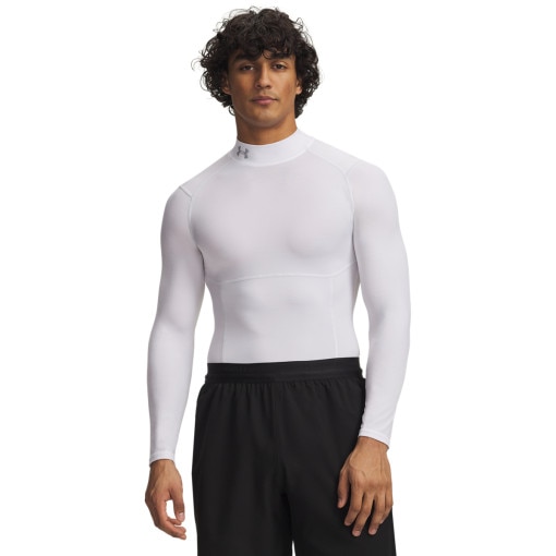  UNDER ARMOUR Męski longsleeve treningowy Under Armour UA HG Elite Comp Mock LS  biały Biały
