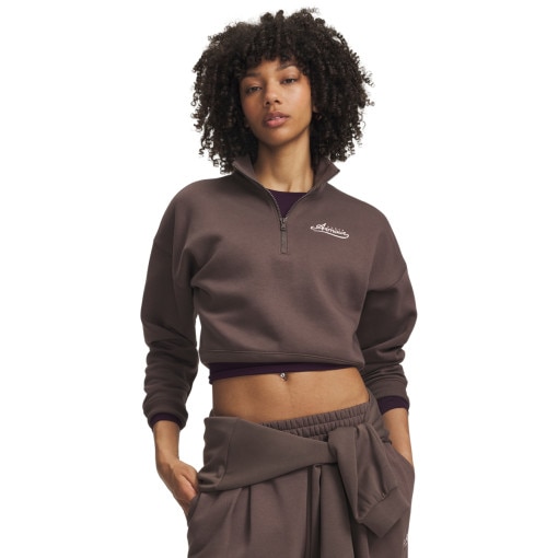 Obrazek dla: UNDER ARMOUR Damska bluza bez kaptura Under Armour RIVAL FLEECE VARSITY HZ brązowa Brązowy