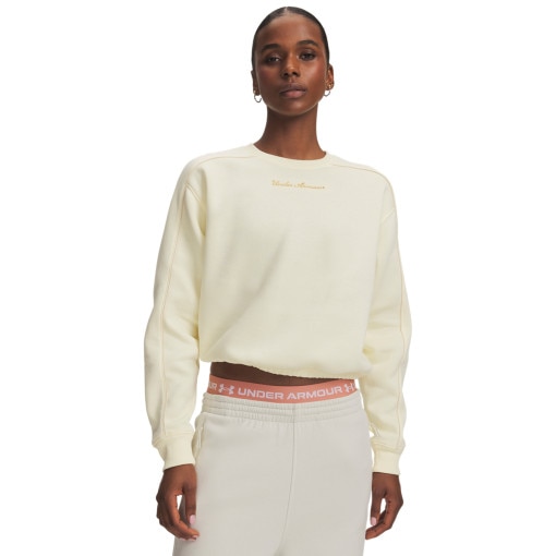 Obrazek dla: UNDER ARMOUR Damska bluza dresowa nierozpinana bez kaptura Under Armour Rival Shimmer Crew  kremowa Kremowy