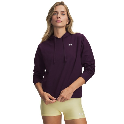 Obrazek dla: UNDER ARMOUR Damska bluza dresowa nierozpinana z kapturem Under Armour Sport Terry Hoodie  fioletowa Fioletowy
