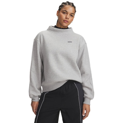 Obrazek dla: UNDER ARMOUR Damska bluza dresowa nierozpinana z półgolfem Under Armour UA Icon Sama Fleece Mock  szara Szary
