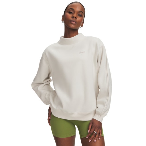 Obrazek dla: UNDER ARMOUR Damska bluza dresowa nierozpinana z półgolfem Under Armour UA Icon Sama Fleece Mock  kremowa Kremowy