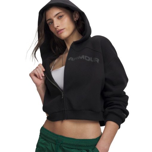 Obrazek dla: UNDER ARMOUR Damska bluza dresowa rozpinana z kapturem Under Armour Icon Flc Wordmark FZ  czarna