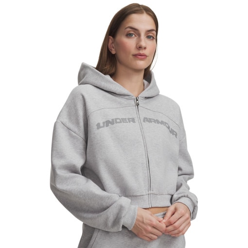 Obrazek dla: UNDER ARMOUR Damska bluza dresowa rozpinana z kapturem Under Armour Icon Flc Wordmark FZ  szara Szary