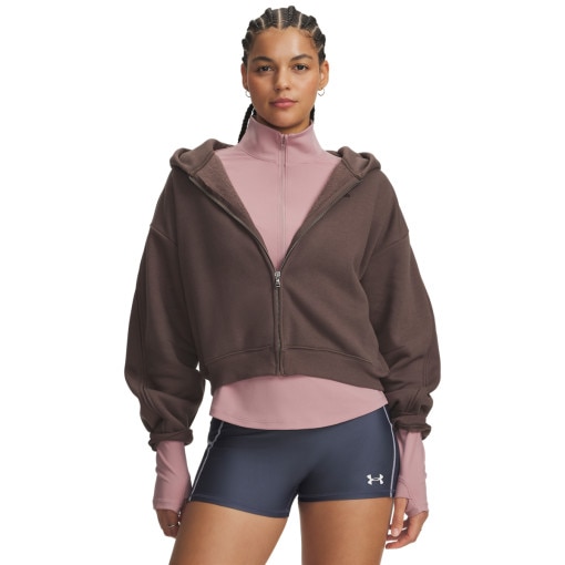 Obrazek dla: UNDER ARMOUR Damska bluza dresowa rozpinana z kapturem Under Armour UA Icom Sama Fleece FZ  brązowa Brązowy