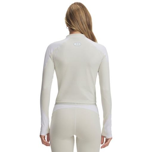 Damska bluza treningowa kompresyjna Under Armour Coldgear Elite 1/2 Zip - kremowa