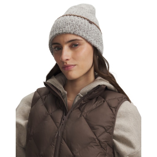 Obrazek dla: UNDER ARMOUR Damska czapka beanie Under Armour W Halftime Cozy Beanie  beżowa Beżowy