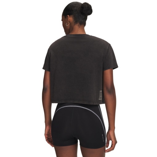 Damska koszulka do biegania Under Armour UA HB Run Heavyweight Wash Miles - czarna