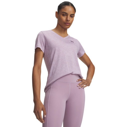 Obrazek dla: UNDER ARMOUR Damska koszulka treningowa Under Armour Tech SSV Twist  różowa Rożowy
