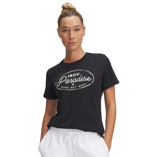  UNDER ARMOUR Damska koszulka treningowa Under Armour UA Project Rock W Hw Ss Tools  czarna Czarny