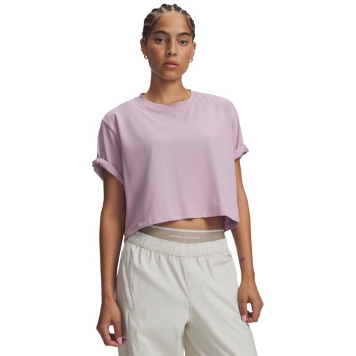 Obrazek dla: UNDER ARMOUR Damski tshirt crop top Under Armour UA Rival Boxy Tee Solid  różowy Rożowy