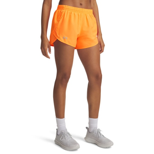 Damskie spodenki do biegania Under Armour UA Fly By 3'' Shorts - pomarańczowe