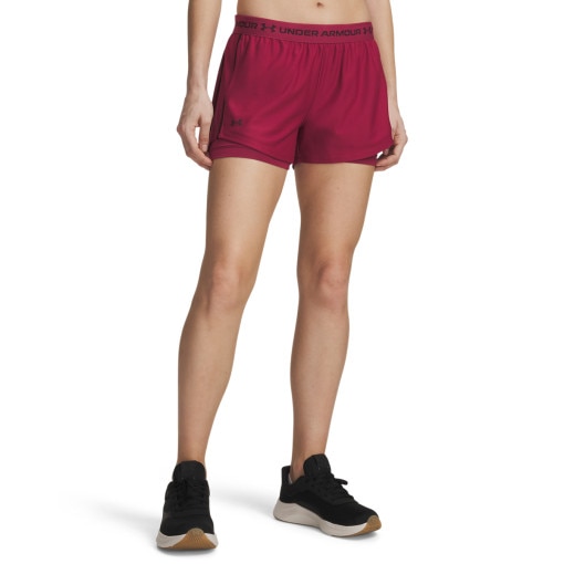 Damskie spodenki treningowe Under Armour Tech Play Up 2in1 Shorts - burgundowe