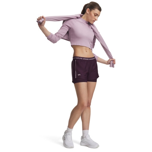 Obrazek dla: UNDER ARMOUR Damskie spodenki treningowe Under Armour Tech Play Up 2in1 Shorts fioletowe
