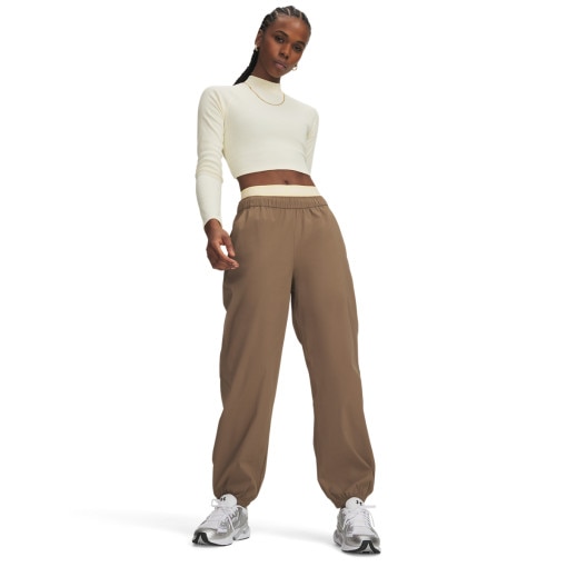 Obrazek dla: UNDER ARMOUR Damskie spodnie tkaninowe joggery Under Armour Unstoppable Wvn Jogger brązowe Brązowy