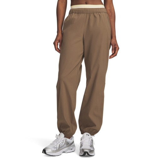 Damskie spodnie tkaninowe joggery Under Armour Unstoppable Wvn Jogger - brązowe