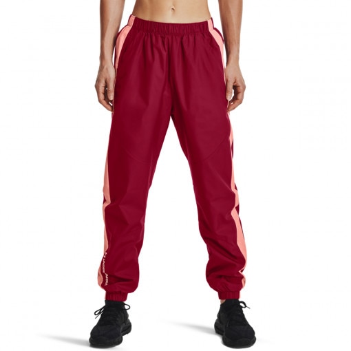 Damskie spodnie treningowe UNDER ARMOUR UA Rush Woven Pant - czerwone