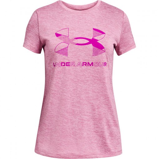 UNDER ARMOUR Dziewczęca koszulka treningowa UNDER ARMOUR Graphic Twist Big Logo SS  różowa Różowy