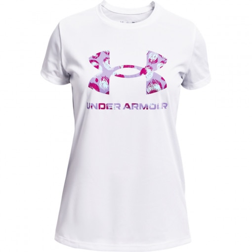 UNDER ARMOUR Dziewczęca koszulka treningowa UNDER ARMOUR Tech Big Logo Print Fill SS  biała Biały