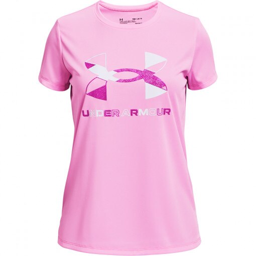 UNDER ARMOUR Dziewczęca koszulka treningowa Under Armour Tech Graphic Big logo SS  różowa Różowy