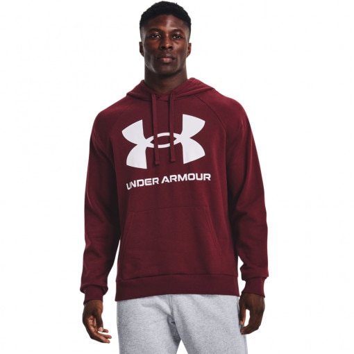 UNDER ARMOUR Męska bluza dresowa nierozpinana z kapturem UNDER ARMOUR UA Rival Fleece Big Logo HD Czerwony