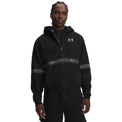 Obrazek dla: UNDER ARMOUR Męska bluza dresowa rozpinana z kapturem Under Armour UA Icon Flc Taped FZ  czarna Czarny