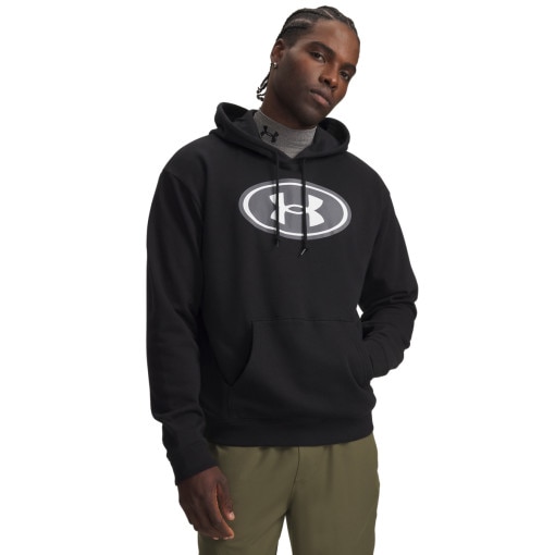 Obrazek dla: UNDER ARMOUR Męska bluza dresowa z kapturem Under Armour UA Rival Fleece Branded Hoodie czarna Czarny