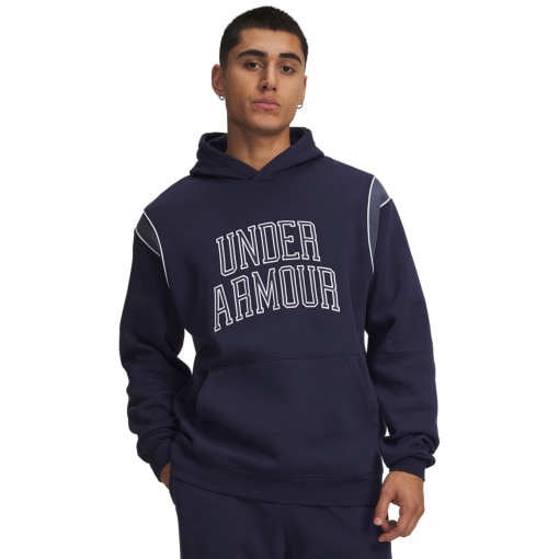 Obrazek dla: UNDER ARMOUR Męska bluza dresowa z nadrukiem Under Armour UA Rival Fleece  granatowa Granatowy