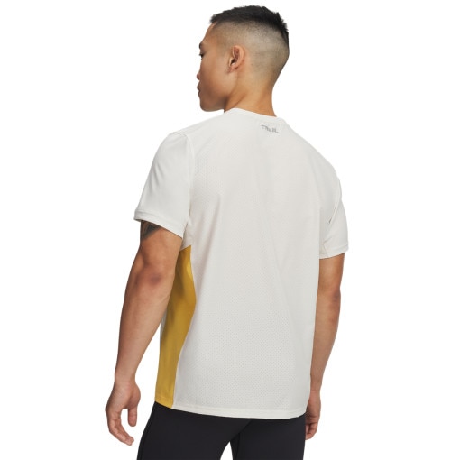 Męska koszulka do biegania Under Armour UA Trail Run Zip SS - beżowa 