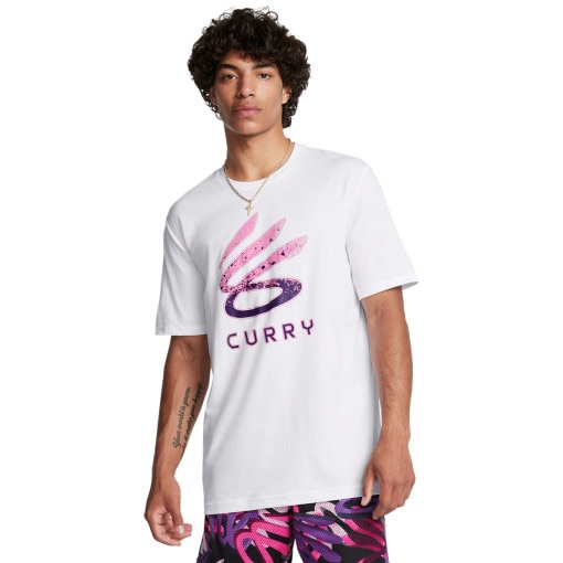  UNDER ARMOUR Męska koszulka do koszykówki Under Armour Curry Logo Trend  biała Biały