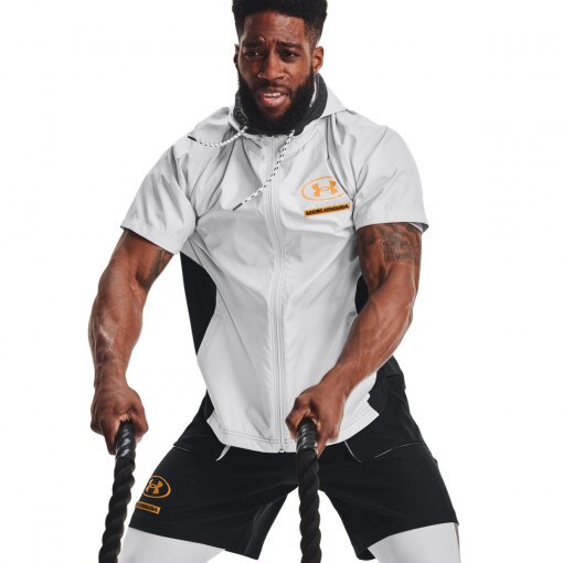 Męska bluza treningowa z krótkim rękawem UNDER ARMOUR UA Evolution Woven FZ SS HD - szara