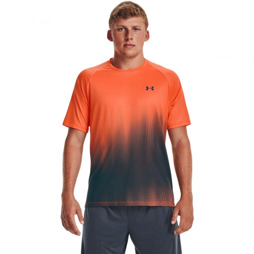 UNDER ARMOUR Męska koszulka treningowa Under Armour Tech Fade SS  pomarańczowa Pomarańczowy