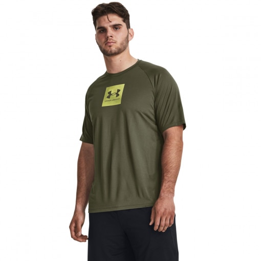 UNDER ARMOUR Męska koszulka treningowa Under Armour UA Tech Print Fill SS  khaki Zielony