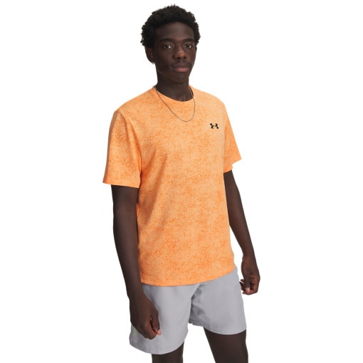  UNDER ARMOUR Męska koszulka treningowa Under Armour UA Tech Tee Pixelate  pomarańczowa Pomarańczowy