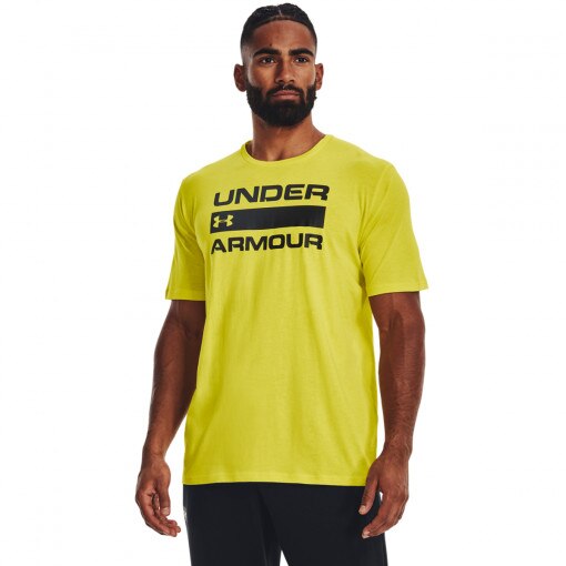 UNDER ARMOUR Męska koszulka treningowa z nadrukiem UNDER ARMOUR TEAM ISSUE WORDMARK SS  żółta żółty