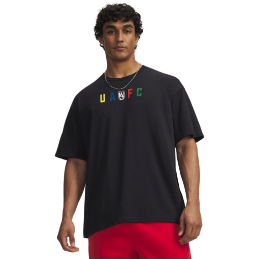  UNDER ARMOUR Męski tshirt z nadrukiem Under Armour UA M GFB FLAG HWT SS  czarny Czarny
