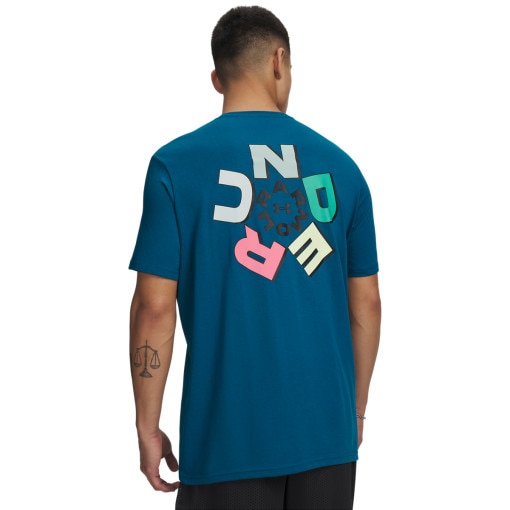 Męski t-shirt z nadrukiem Under Armour UA M Radial WM SS - niebieski