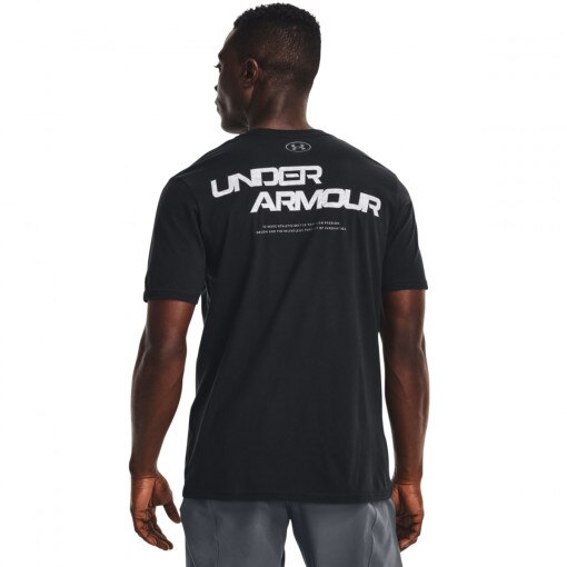 Męski t-shirt z nadrukiem z nadrukiem UNDER ARMOUR UA ABC CAMO FILL WORDMARK SS - czarny