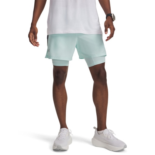 Męskie spodenki do biegania Under Armour UA Launch 5'' 2-in-1 Short - miętowe