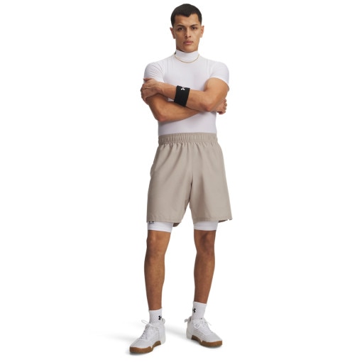 Obrazek dla: UNDER ARMOUR Męskie spodenki treningowe Under Armour UA Tech Woven Wordmark Short  beżowe Beżowy