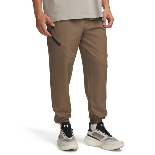 Męskie spodnie dresowe Under Armour UA Unstoppable Woven Jogger - brązowe