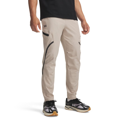 Męskie spodnie treningowe cargo UA Unstoppable Cargo Pant - beżowe