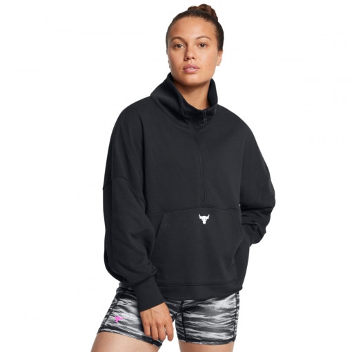 UNDER ARMOUR Damska bluza treningowa bez kaptura Under Armour Project Rock W Half Zip Pullover  czarna Czarny